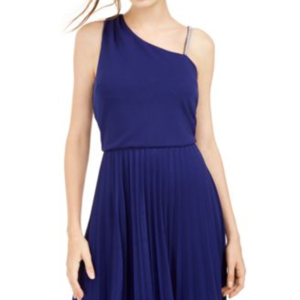 BCX short blue asymmetric sleeveless dress